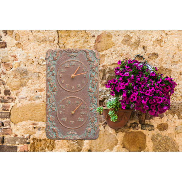 Whitehall Products Acanthus Indoor/Outdoor Wall Clock and Thermometer
